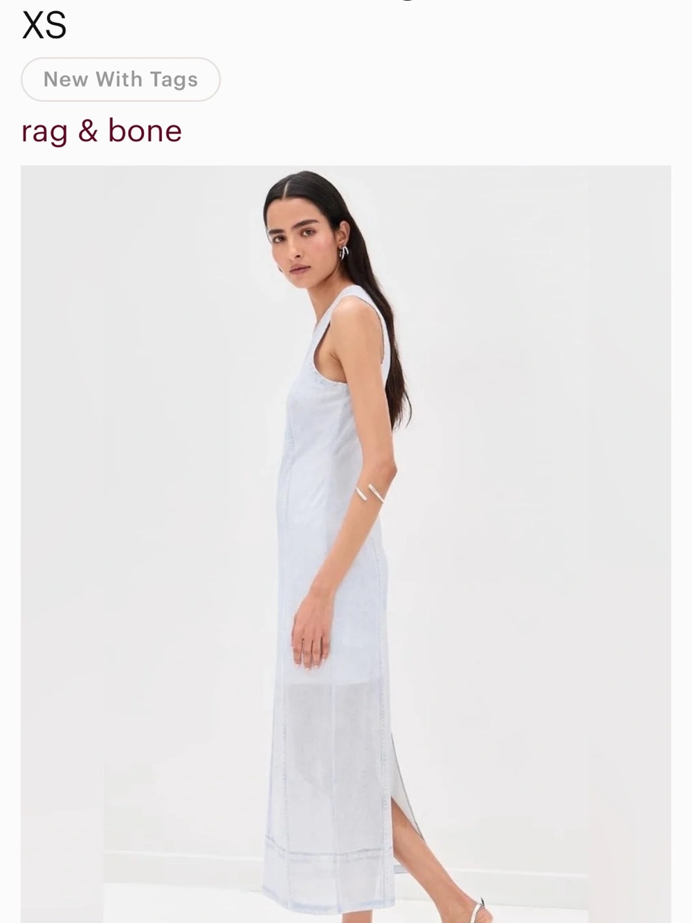 rag & bone Rb Miramar Mesh Midi Dress in Aliah (Light Blue), Size XS